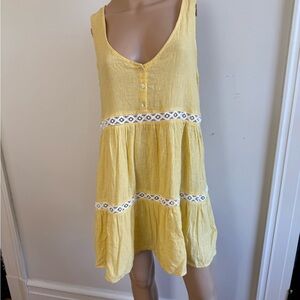 Yellow Sleeveless Dress with Crochet Detail